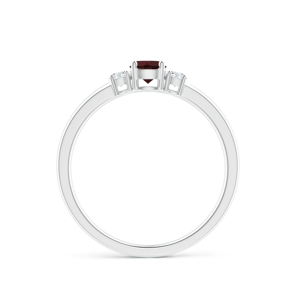 4mm A Classic Garnet and Diamond Three Stone Engagement Ring in White Gold side-1