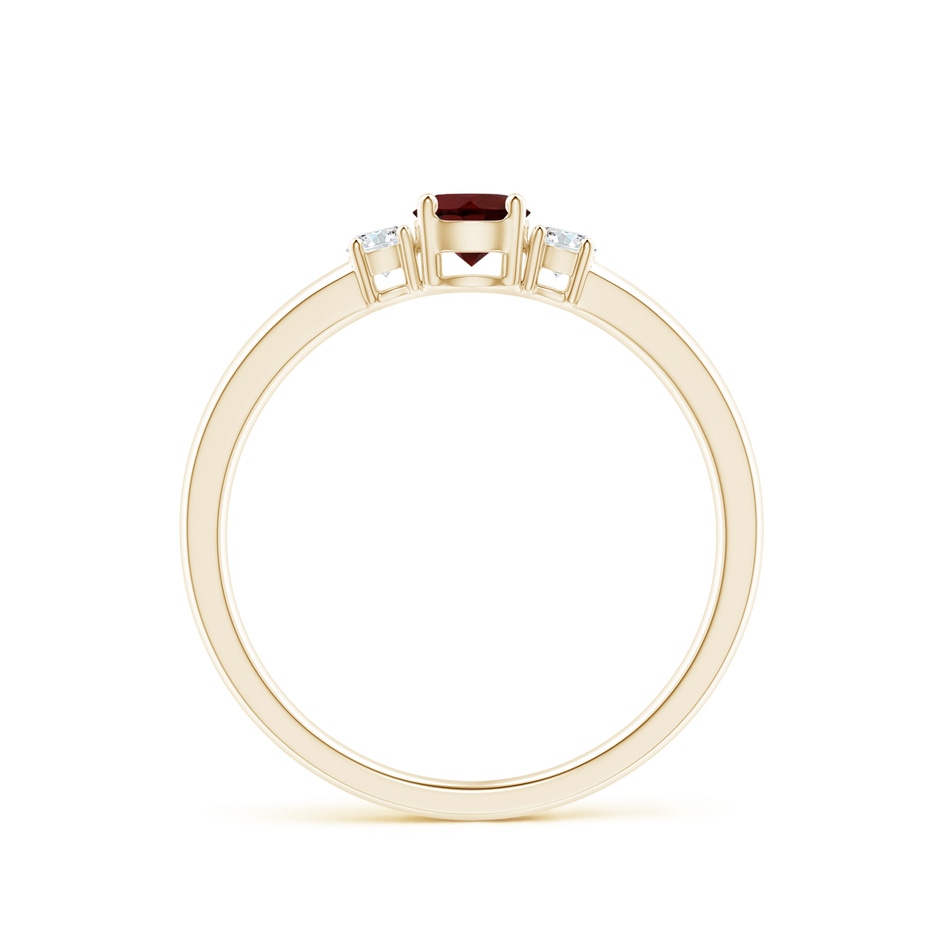 4mm AA Classic Garnet and Diamond Three Stone Engagement Ring in Yellow Gold side-1