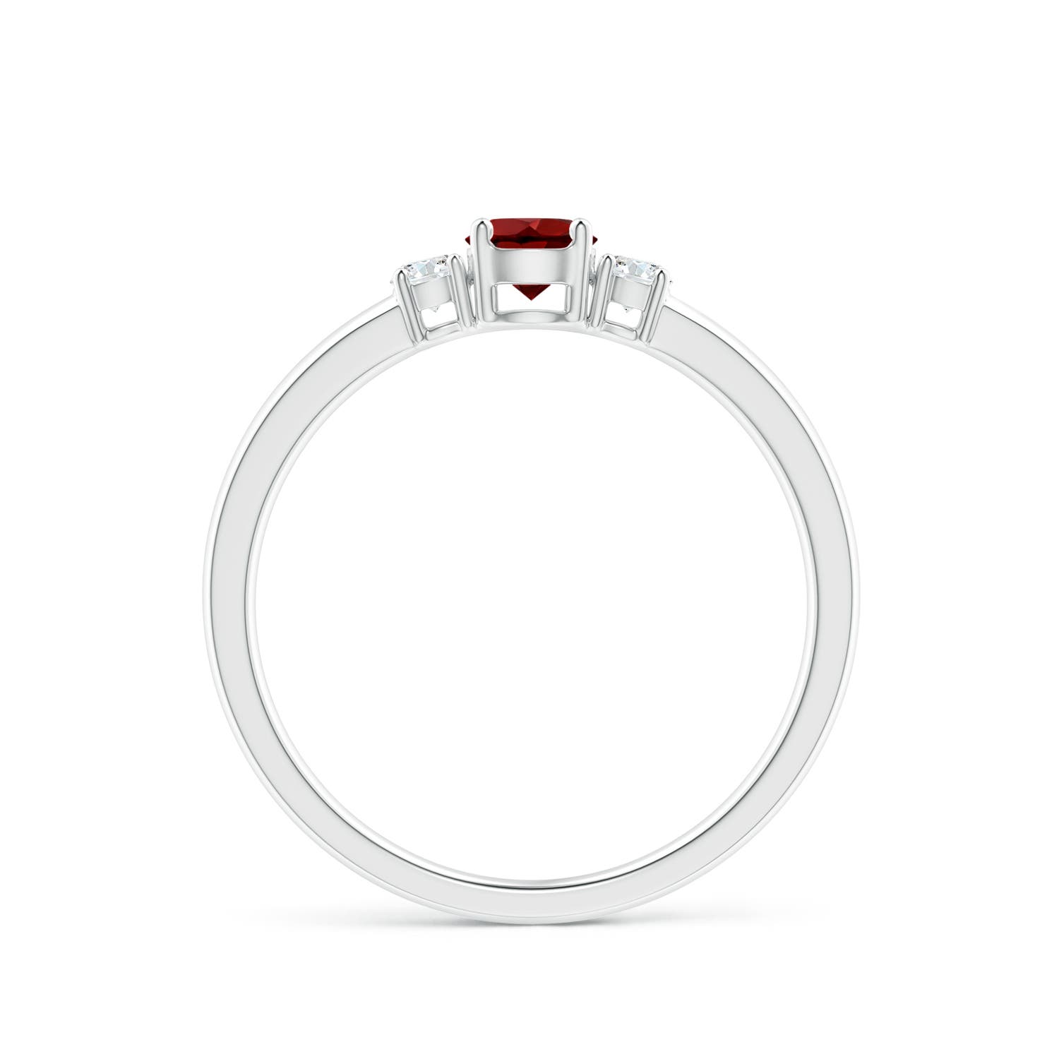 4mm AAAA Classic Garnet and Diamond Three Stone Engagement Ring in P950 Platinum