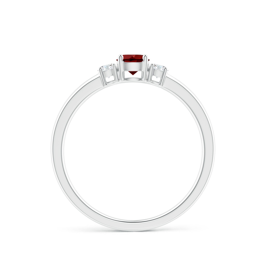 4mm AAAA Classic Garnet and Diamond Three Stone Engagement Ring in White Gold - side_1
