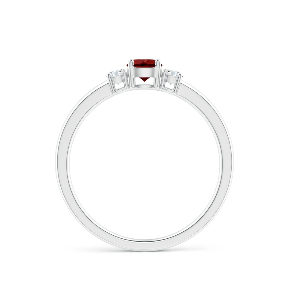 4mm AAAA Classic Garnet and Diamond Three Stone Engagement Ring in White Gold side-1