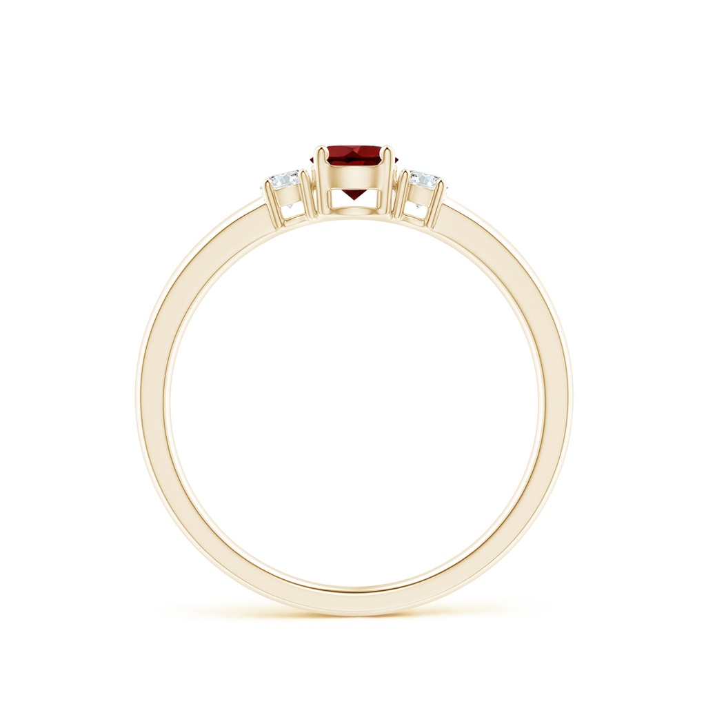 4mm AAAA Classic Garnet and Diamond Three Stone Engagement Ring in Yellow Gold - side_1
