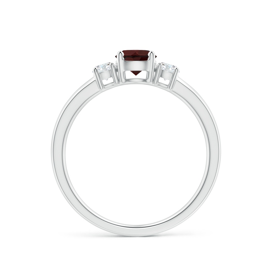 5mm A Classic Garnet and Diamond Three Stone Engagement Ring in White Gold side-1
