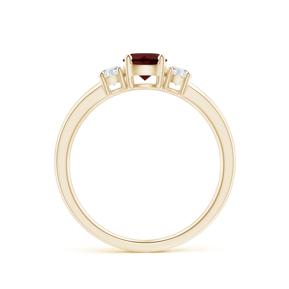 5mm AA Classic Garnet and Diamond Three Stone Engagement Ring in Yellow Gold side-1