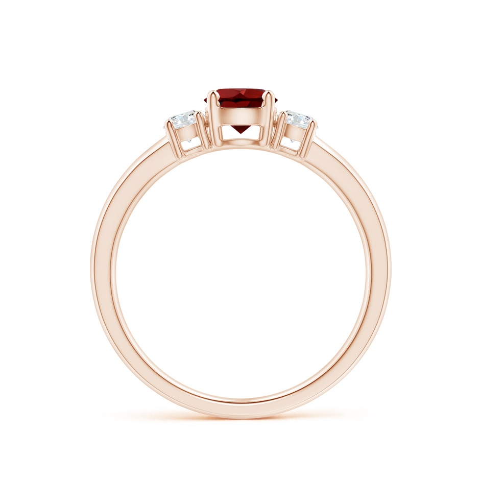 5mm AAAA Classic Garnet and Diamond Three Stone Engagement Ring in Rose Gold side-1