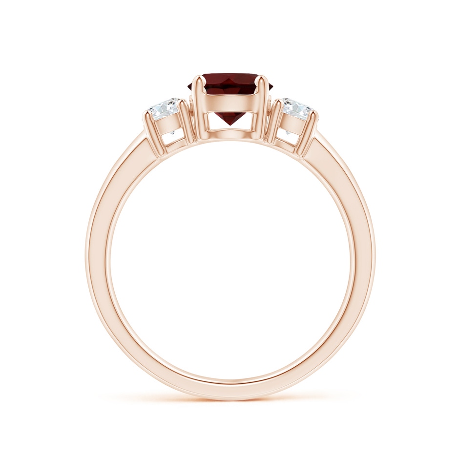 6mm AA Classic Garnet and Diamond Three Stone Engagement Ring in Rose Gold side-1