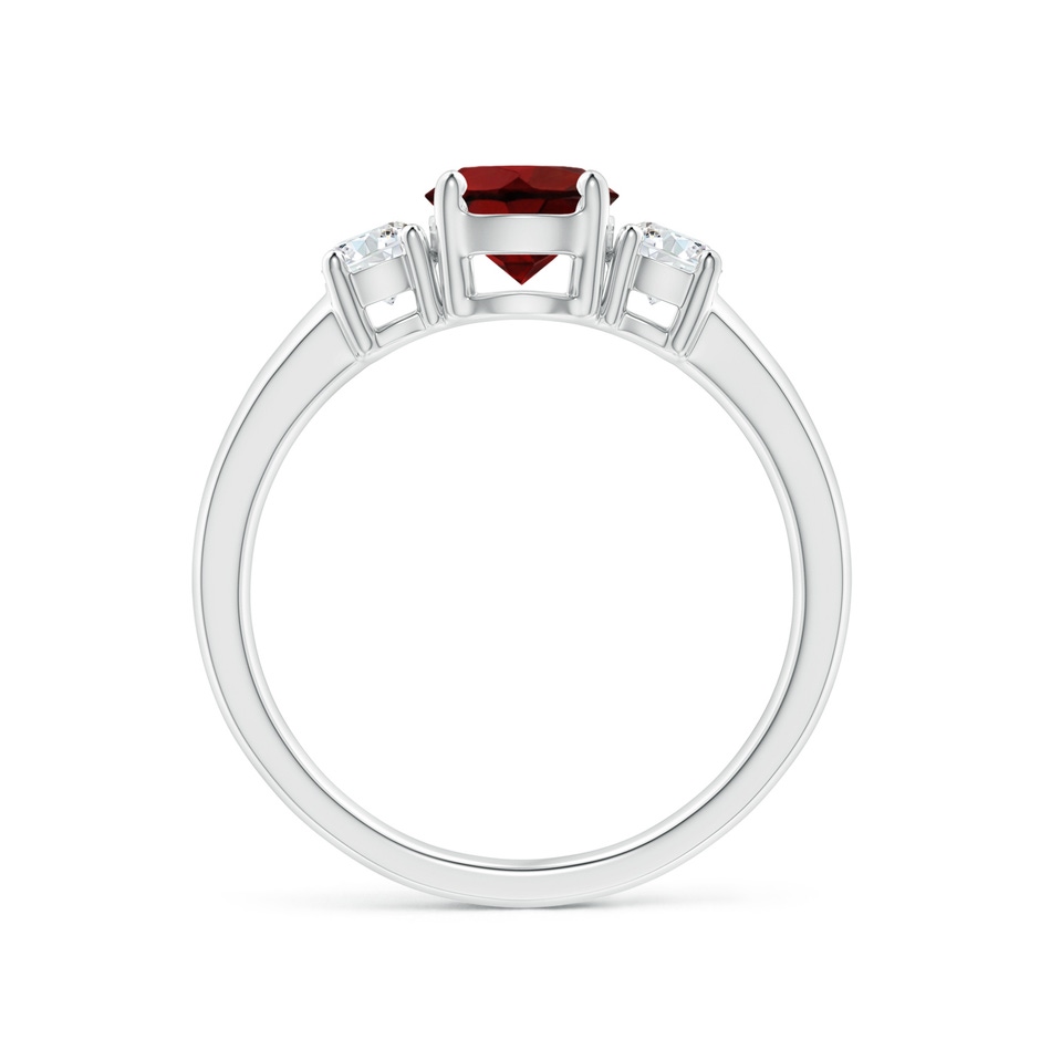 6mm AAA Classic Garnet and Diamond Three Stone Engagement Ring in White Gold side-1
