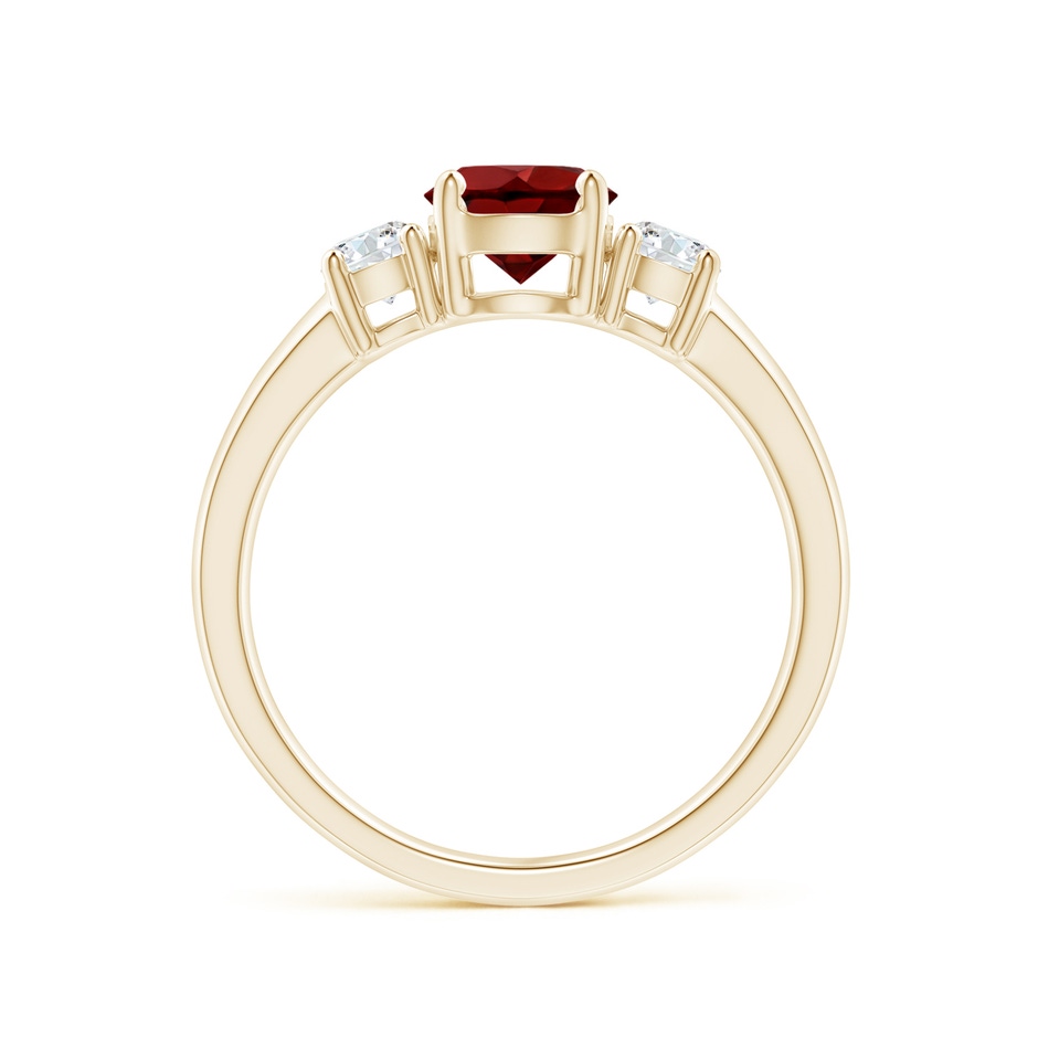 6mm AAAA Classic Garnet and Diamond Three Stone Engagement Ring in Yellow Gold side-1