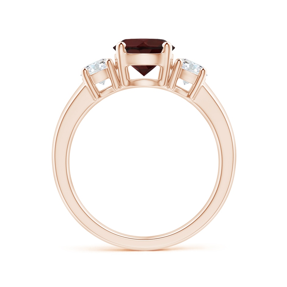 7mm A Classic Garnet and Diamond Three Stone Engagement Ring in Rose Gold side-1
