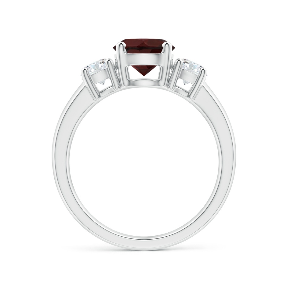 7mm A Classic Garnet and Diamond Three Stone Engagement Ring in White Gold side-1