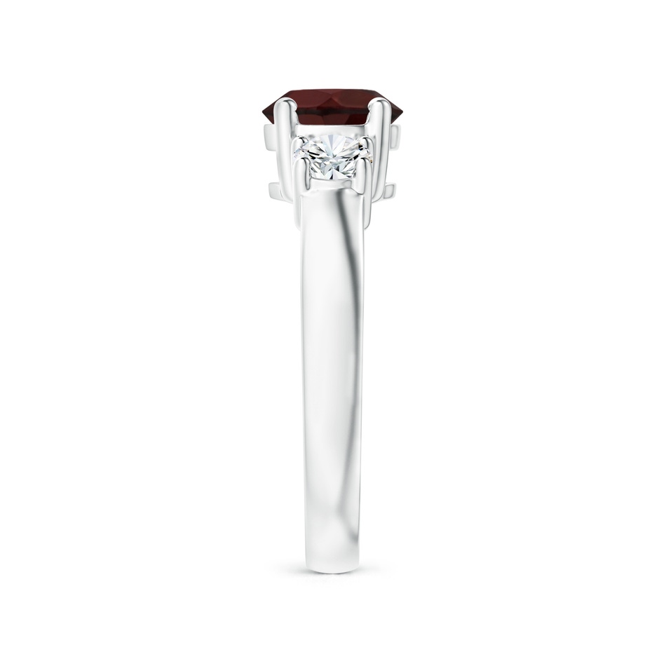 7mm A Classic Garnet and Diamond Three Stone Engagement Ring in White Gold side-2