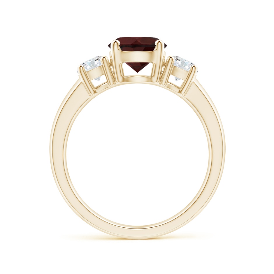 7mm A Classic Garnet and Diamond Three Stone Engagement Ring in Yellow Gold side-1