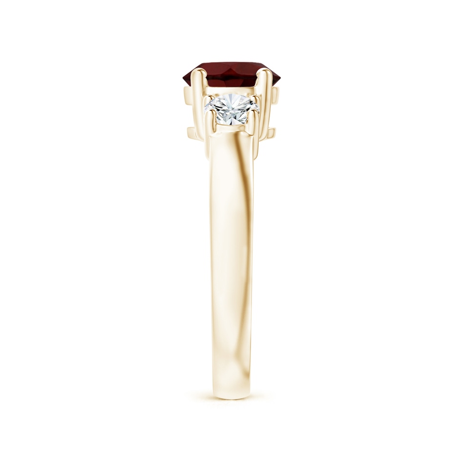 7mm AA Classic Garnet and Diamond Three Stone Engagement Ring in Yellow Gold side-2