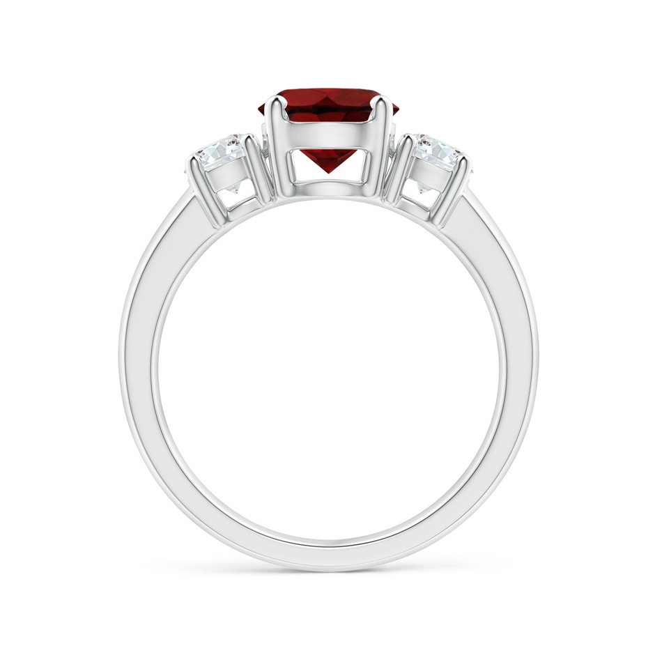 7mm AAA Classic Garnet and Diamond Three Stone Engagement Ring in White Gold side-1