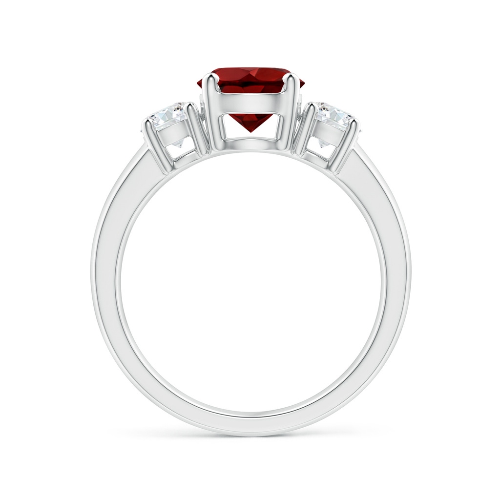 7mm AAAA Classic Garnet and Diamond Three Stone Engagement Ring in P950 Platinum - side_1