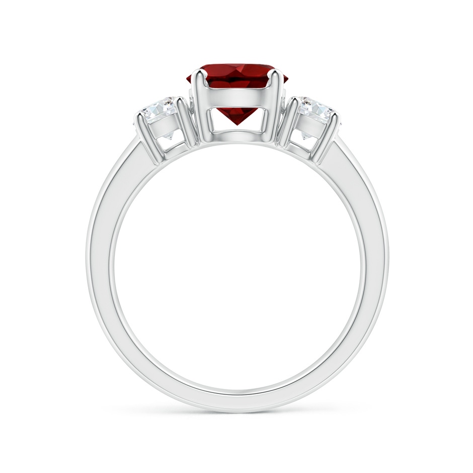 7mm AAAA Classic Garnet and Diamond Three Stone Engagement Ring in P950 Platinum side-1