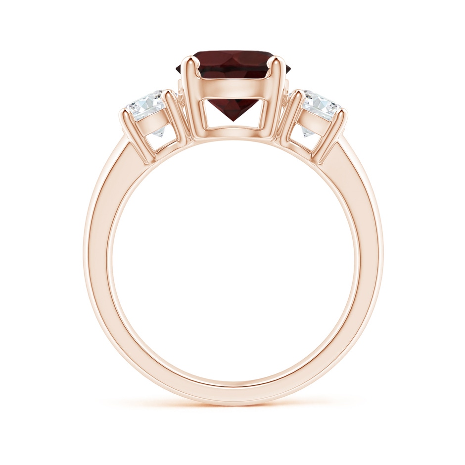 8mm A Classic Garnet and Diamond Three Stone Engagement Ring in Rose Gold side-1