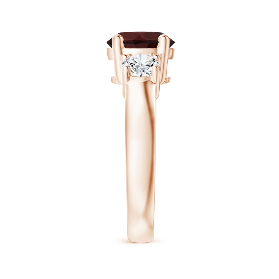 8mm A Classic Garnet and Diamond Three Stone Engagement Ring in Rose Gold side-2