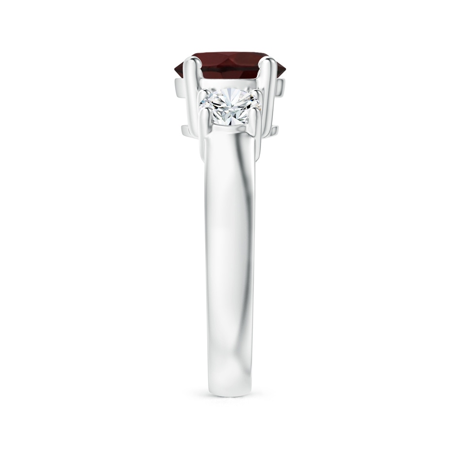 8mm A Classic Garnet and Diamond Three Stone Engagement Ring in White Gold side-2