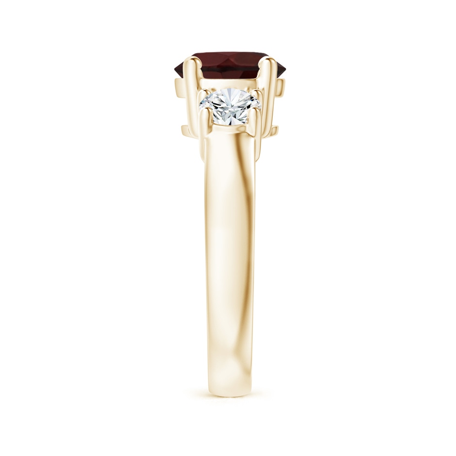 8mm A Classic Garnet and Diamond Three Stone Engagement Ring in Yellow Gold side-2