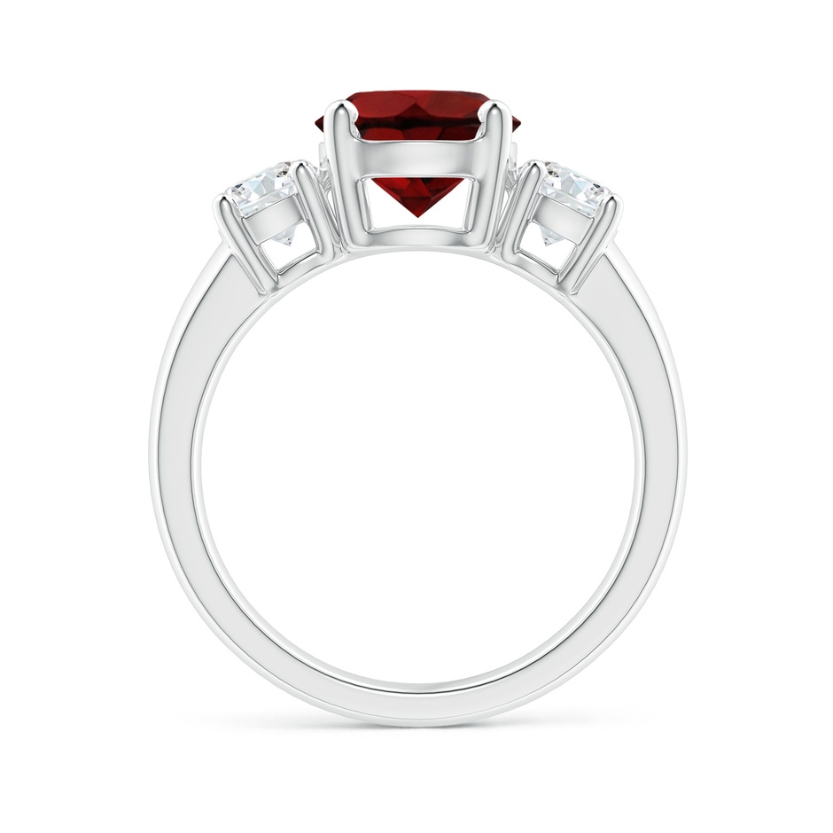 8mm AAA Classic Garnet and Diamond Three Stone Engagement Ring in White Gold side-1