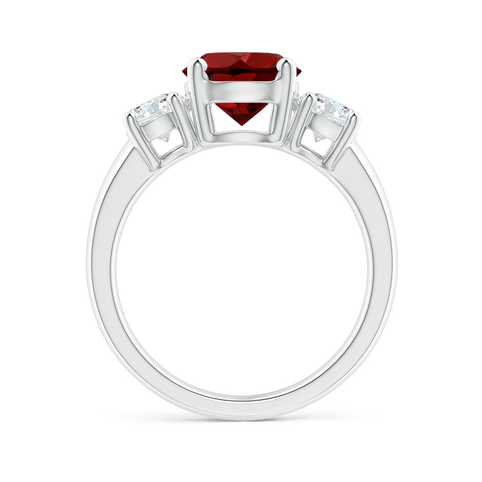8mm AAAA Classic Garnet and Diamond Three Stone Engagement Ring in White Gold side-1