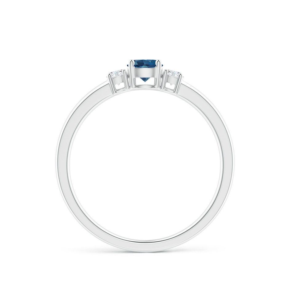 4mm AA Classic London Blue Topaz and Diamond Three Stone Ring in White Gold side-1