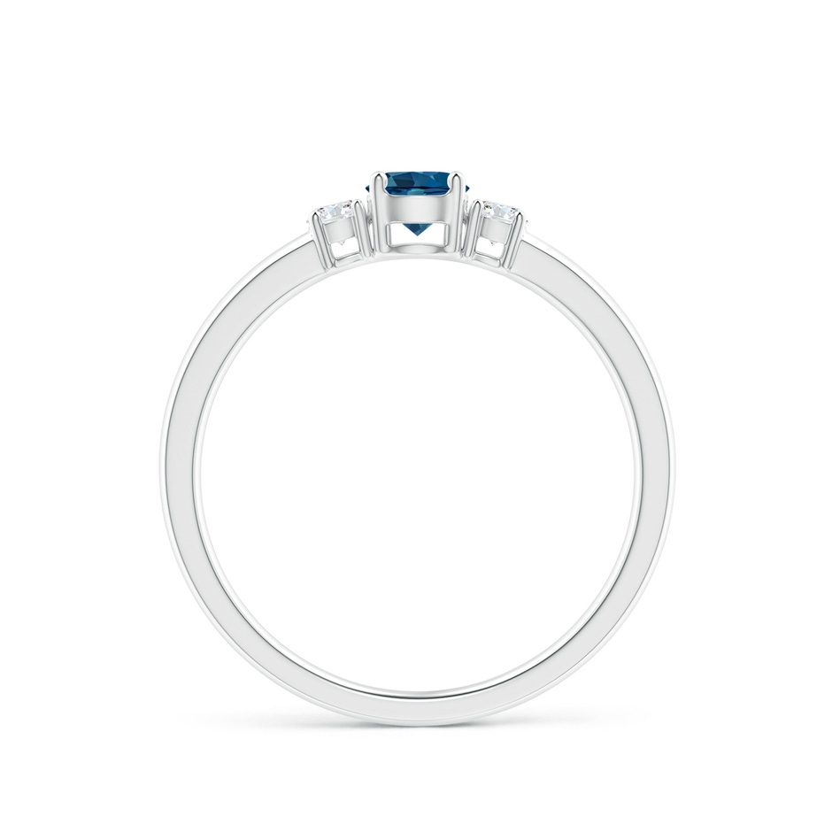 4mm AAA Classic London Blue Topaz and Diamond Three Stone Ring in White Gold side-1