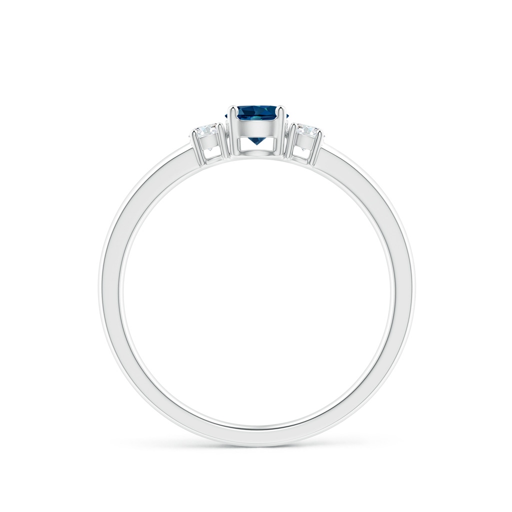 4mm AAAA Classic London Blue Topaz and Diamond Three Stone Ring in White Gold Side-1