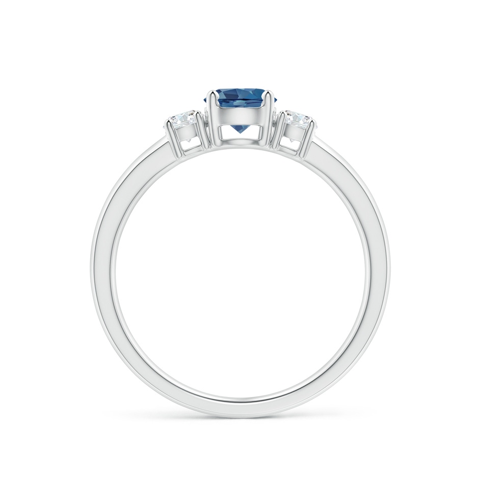 5mm A Classic London Blue Topaz and Diamond Three Stone Ring in White Gold side-1