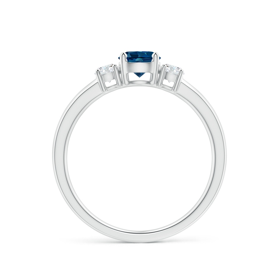5mm AAAA Classic London Blue Topaz and Diamond Three Stone Ring in White Gold side-1