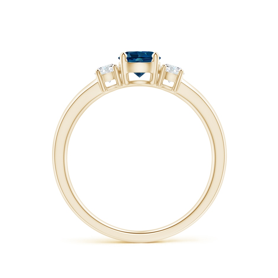 5mm AAAA Classic London Blue Topaz and Diamond Three Stone Ring in Yellow Gold side-1