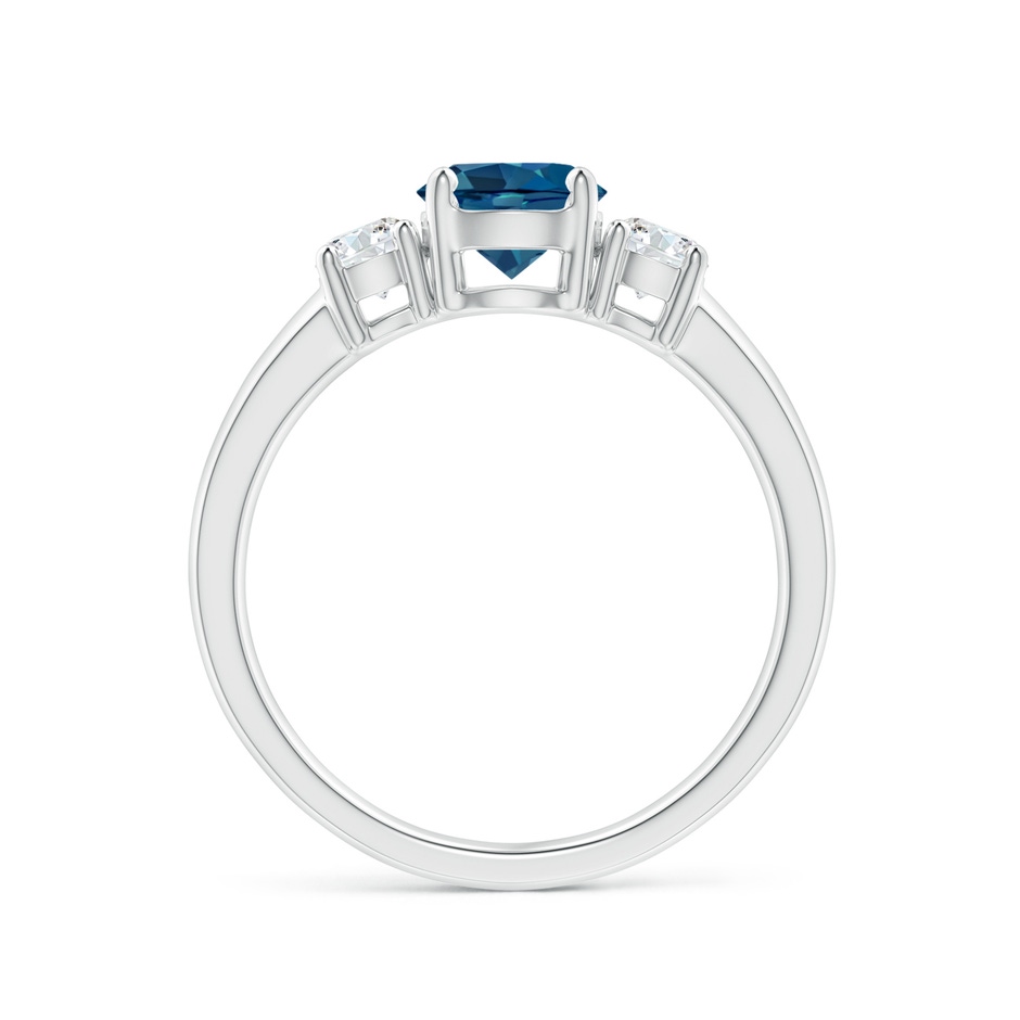 6mm AAA Classic London Blue Topaz and Diamond Three Stone Ring in White Gold side-1