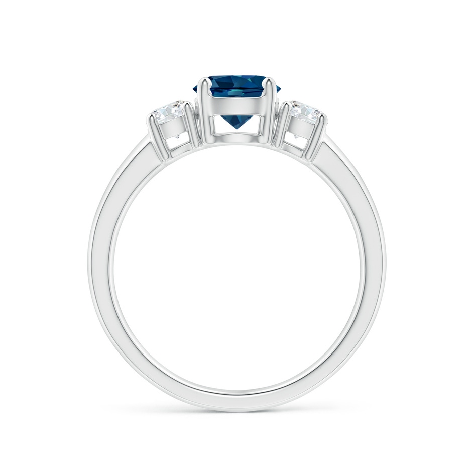 6mm AAAA Classic London Blue Topaz and Diamond Three Stone Ring in P950 Platinum side-1