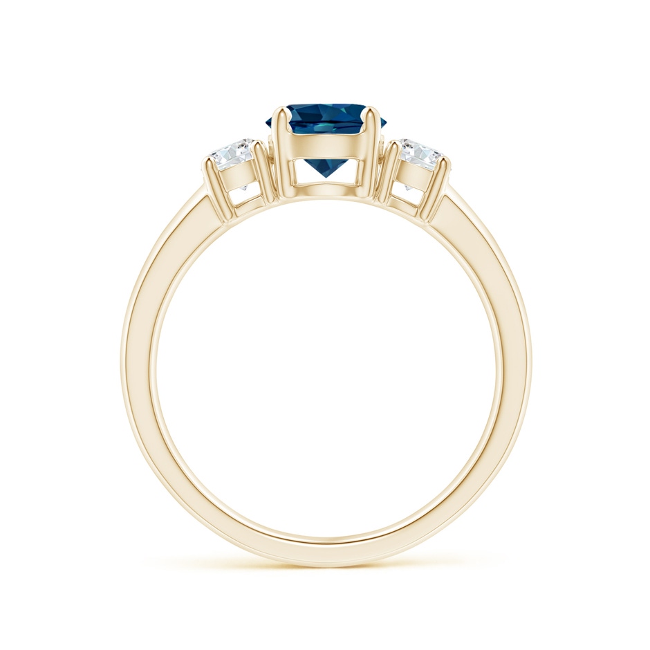 Classic London Blue Topaz and Diamond Three Stone Ring | Angara