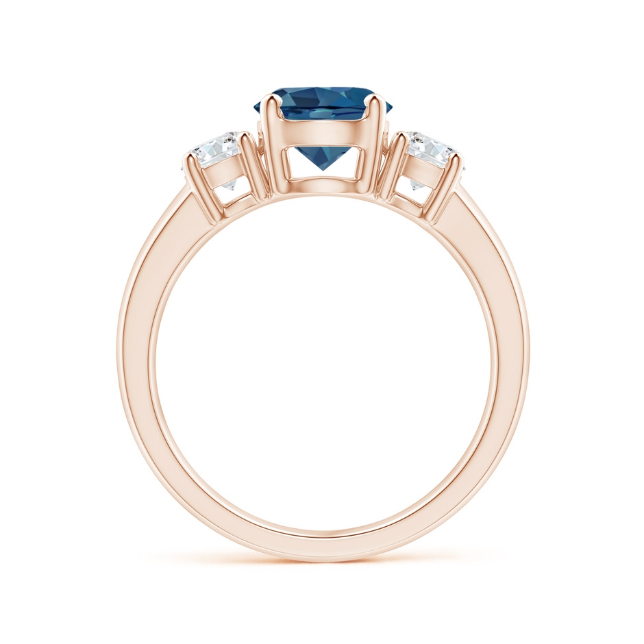 7mm AA Classic London Blue Topaz and Diamond Three Stone Ring in Rose Gold side-1