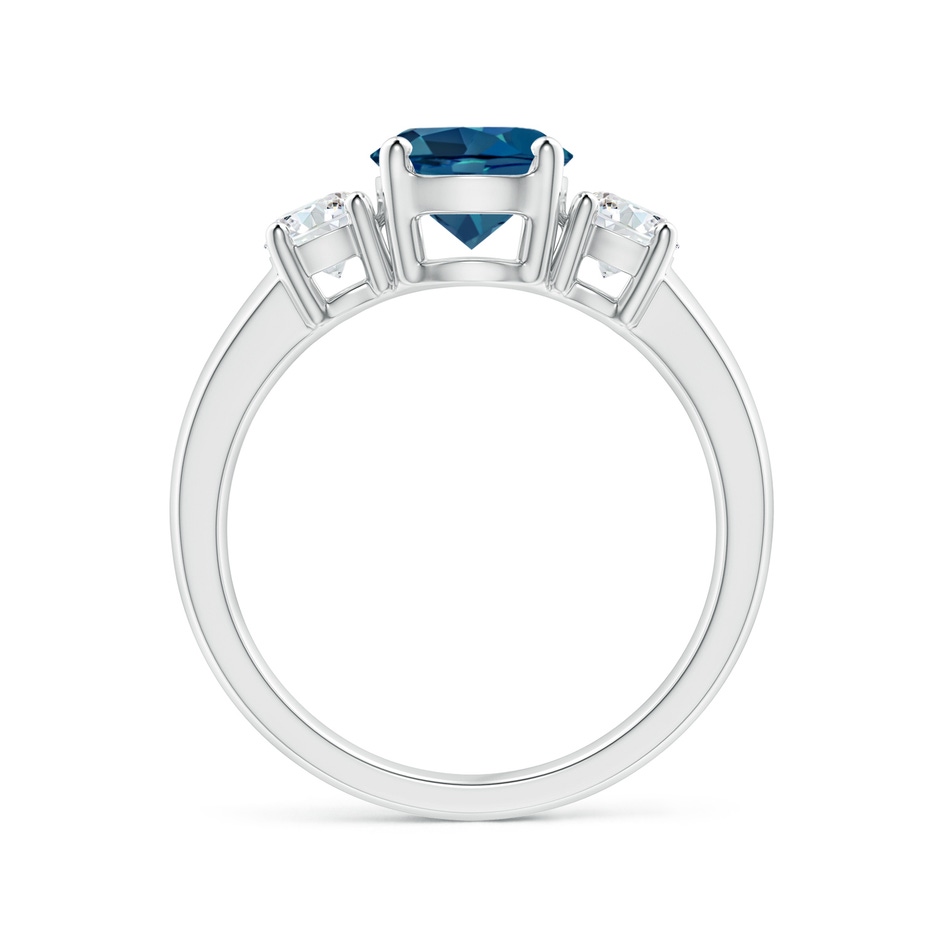 7mm AAA Classic London Blue Topaz and Diamond Three Stone Ring in White Gold side-1