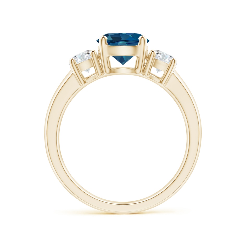 7mm AAA Classic London Blue Topaz and Diamond Three Stone Ring in Yellow Gold side-1