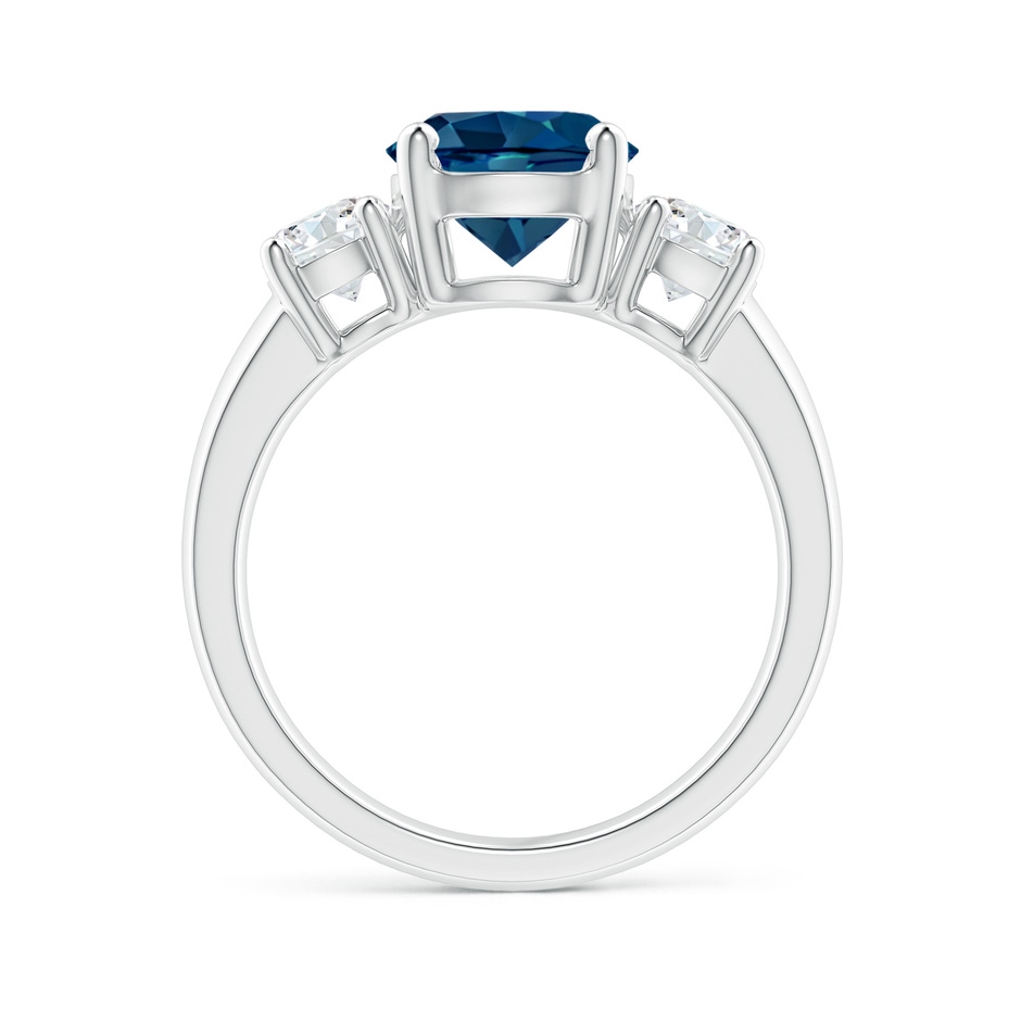 8mm AAAA Classic London Blue Topaz and Diamond Three Stone Ring in P950 Platinum side-1