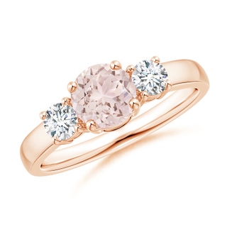 6mm A Classic Morganite and Diamond Three Stone Engagement Ring in 10K Rose Gold