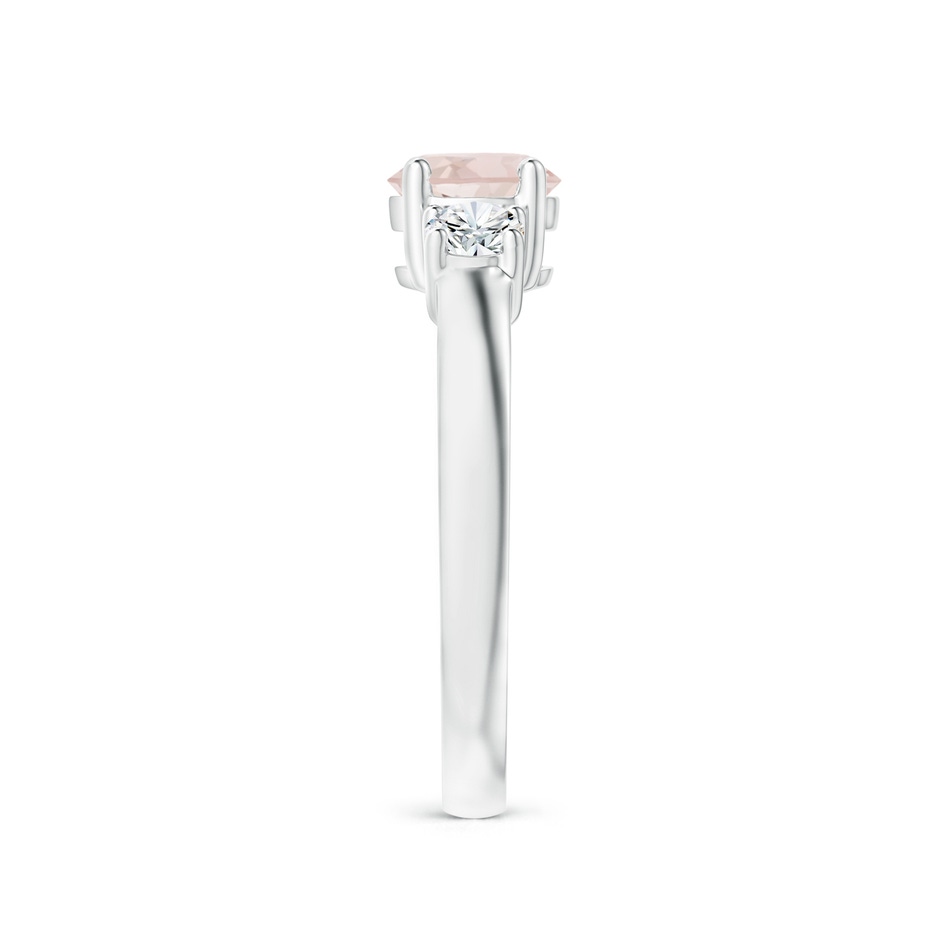 6mm A Classic Morganite and Diamond Three Stone Engagement Ring in 10K White Gold side-2