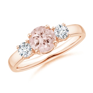 6mm AA Classic Morganite and Diamond Three Stone Engagement Ring in 10K Rose Gold