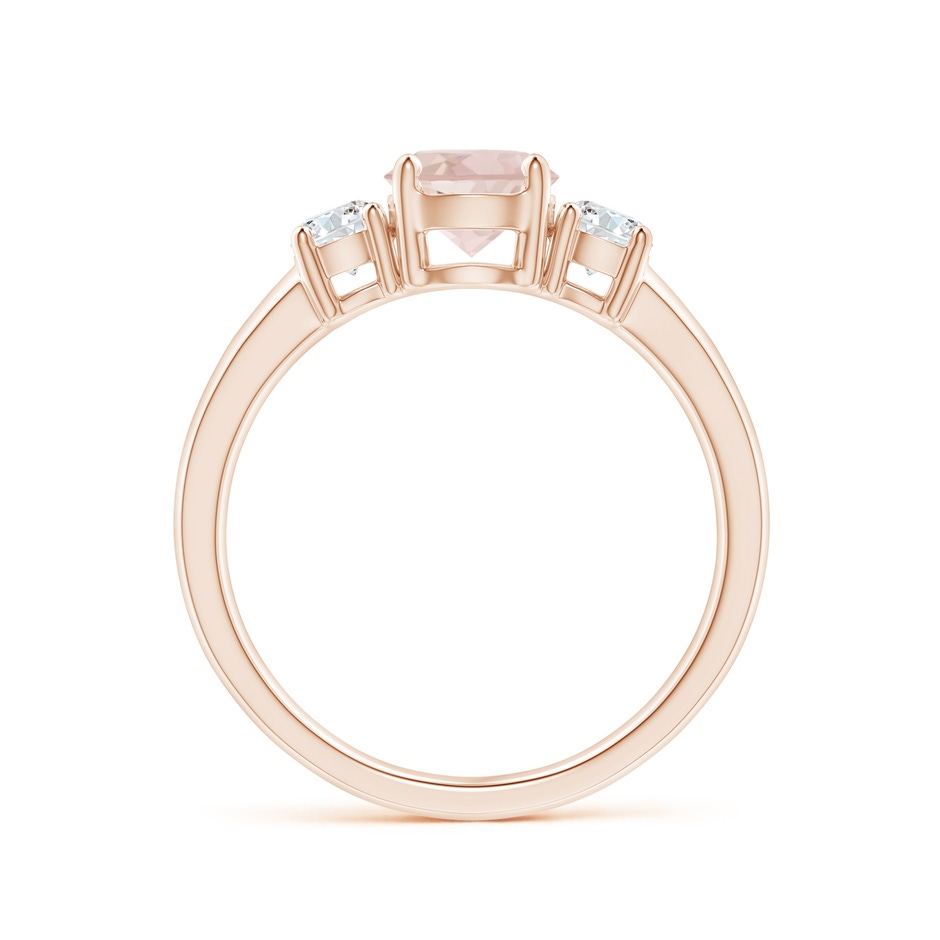 6mm AA Classic Morganite and Diamond Three Stone Engagement Ring in Rose Gold side-1