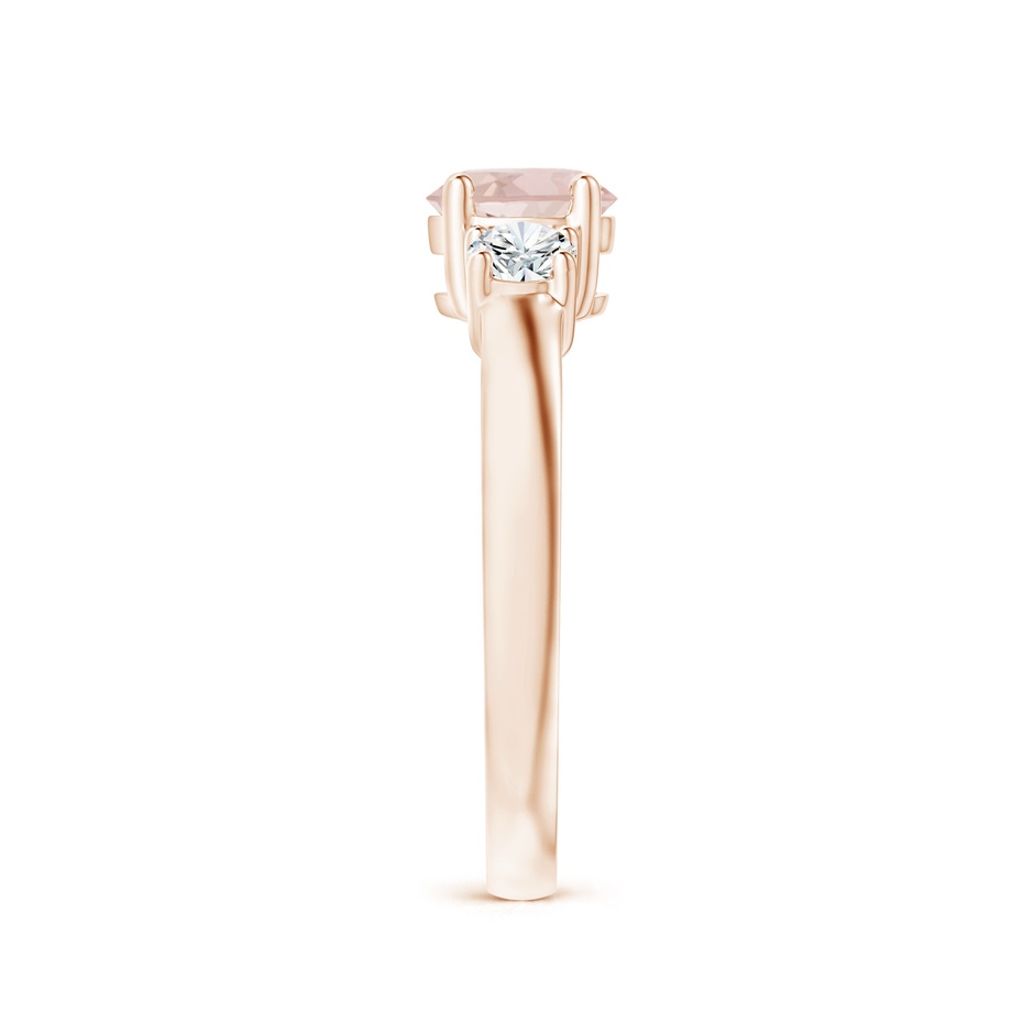 6mm AA Classic Morganite and Diamond Three Stone Engagement Ring in Rose Gold side-2