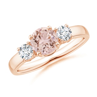 6mm AAA Classic Morganite and Diamond Three Stone Engagement Ring in 10K Rose Gold