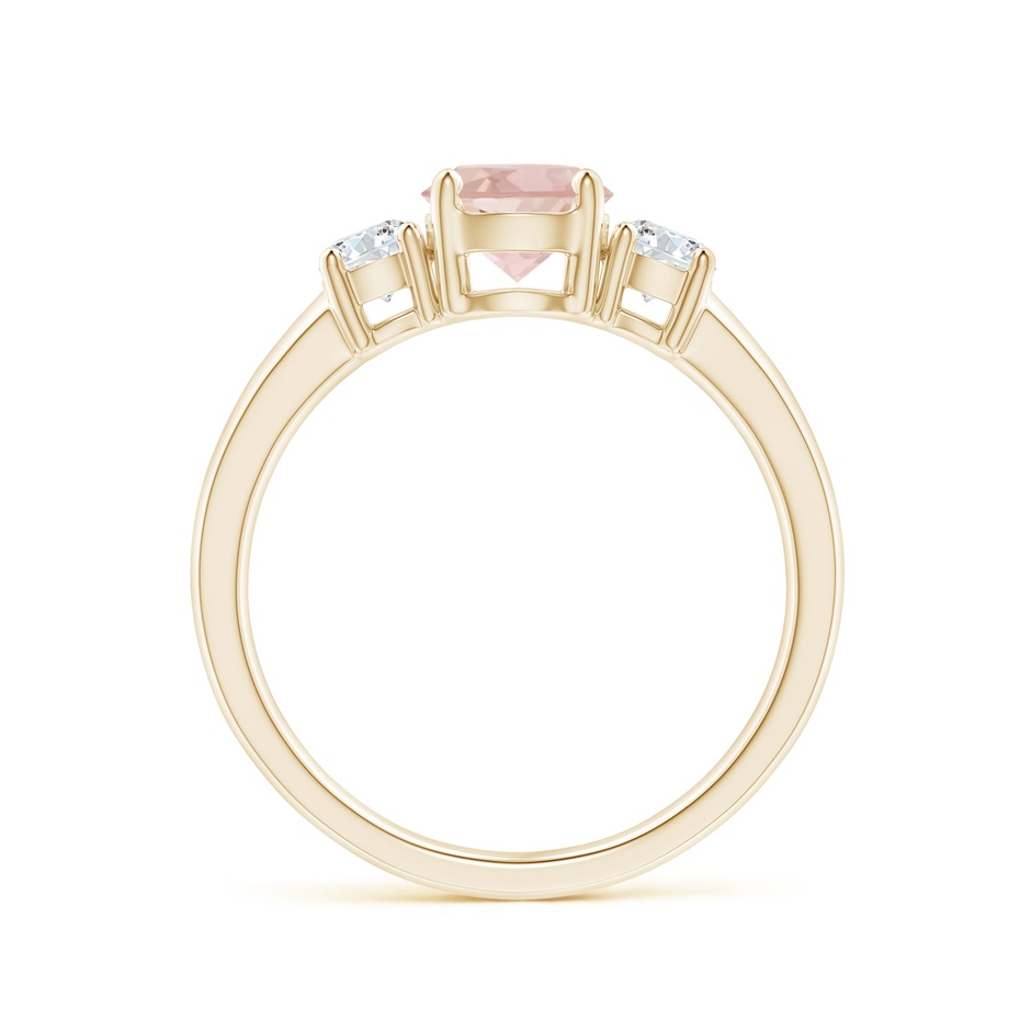 6mm AAA Classic Morganite and Diamond Three Stone Engagement Ring in 9K Yellow Gold side-1