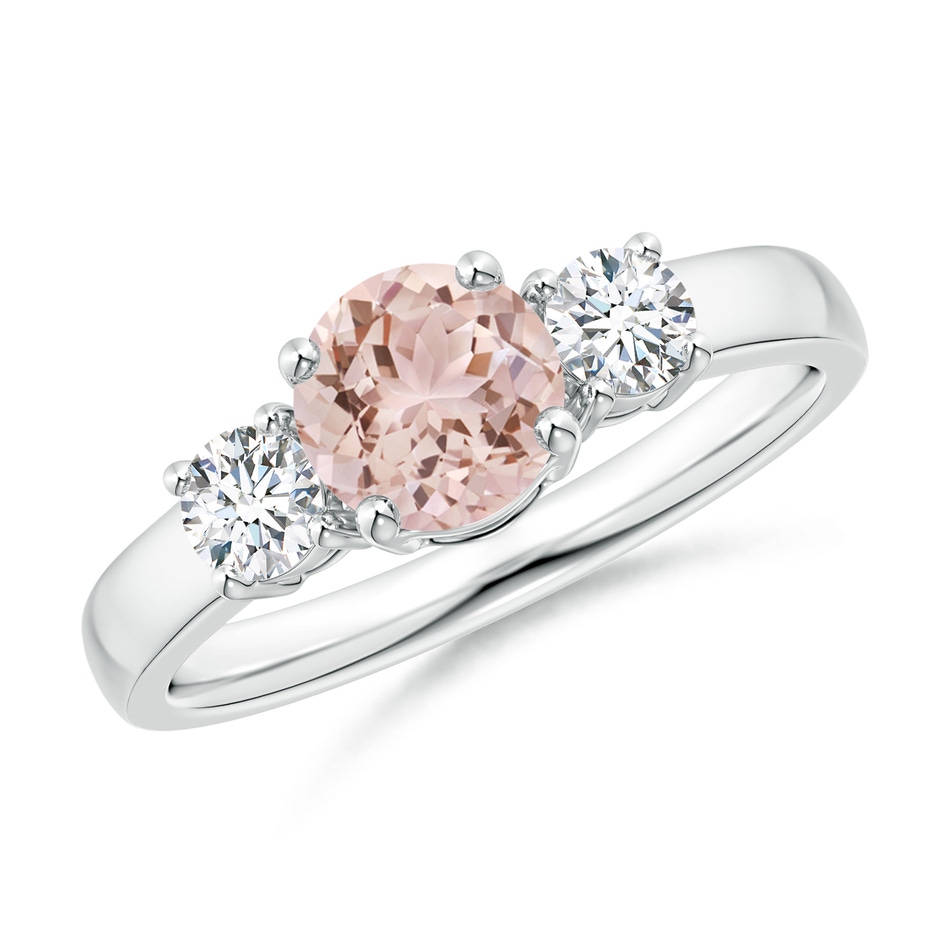 6mm AAA Classic Morganite and Diamond Three Stone Engagement Ring in P950 Platinum 