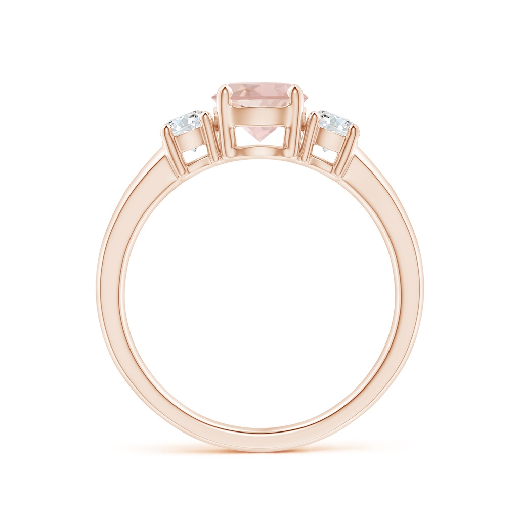 6mm AAA Classic Morganite and Diamond Three Stone Engagement Ring in Rose Gold Side-1