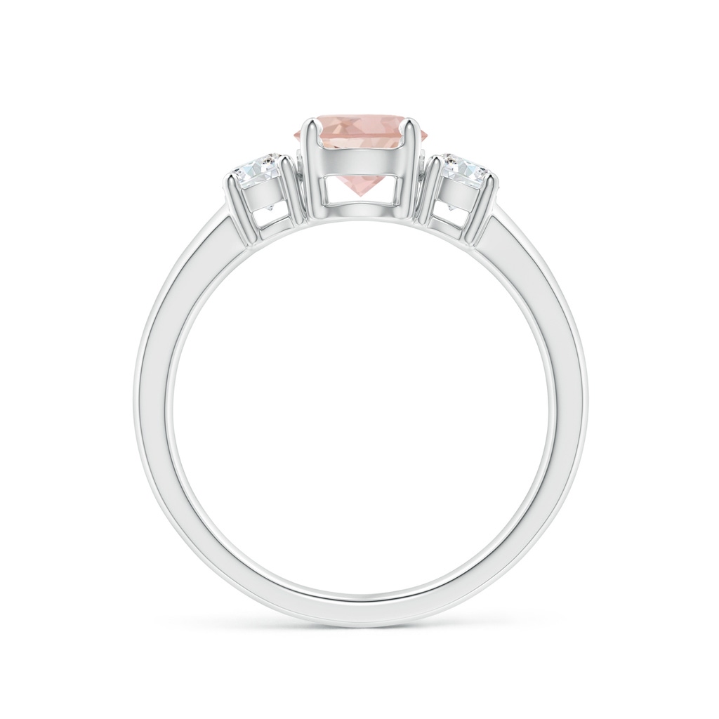 6mm AAAA Classic Morganite and Diamond Three Stone Engagement Ring in 10K White Gold Side-1