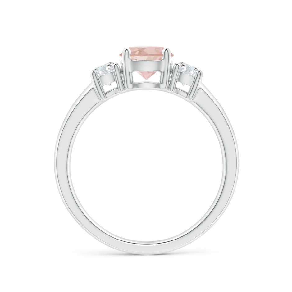 6mm AAAA Classic Morganite and Diamond Three Stone Engagement Ring in 10K White Gold side-1